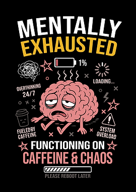 Mentally Exhausted Brain Fueled by Caffeine