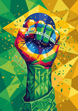 Brazilian Fist with Flag