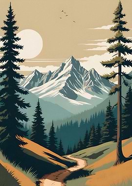 Mountain Landscape with Winding Path