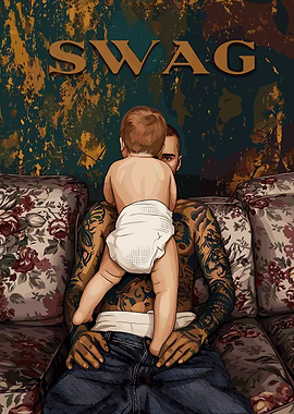Father and Child with 'SWAG' Text