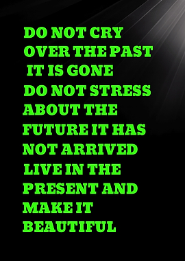 DO NOT CRY OVER THE PAST IT IS GONE DO NOT STRESS -Inspirational Quote About Living in the Present