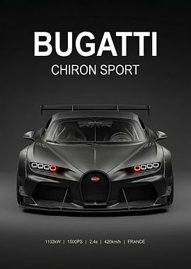 angry black Bugatti Chiron Sport poster