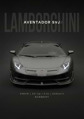 black Lamborghini Aventador SVJ car poster
