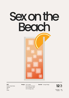 Sex on the Beach Cocktail Poster