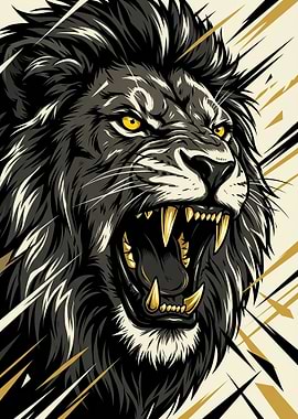 Roaring Lion Head Illustration