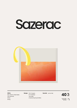 Sazerac Cocktail Poster