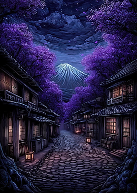 Enchanting Japanese Village at Night