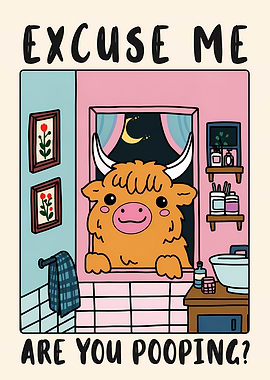 Highland Cow in Bathroom