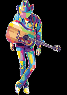 Dwight Yoakam Colorful Cowboy with Guitar