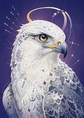 Majestic White Eagle with Celestial Halo