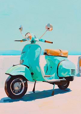 Turquoise Scooter by the Sea