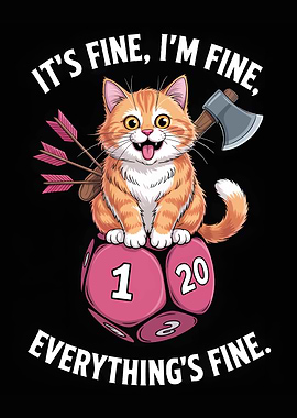 Funny Cat with D20 Dice