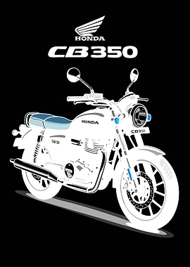 Honda CB350 Motorcycle Illustration