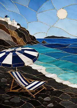 Stained Glass Beach Scene