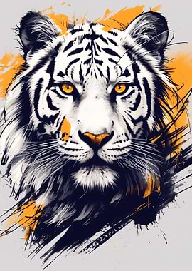 White Tiger with Orange Splashes