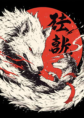 Two Wolves Facing Each Other