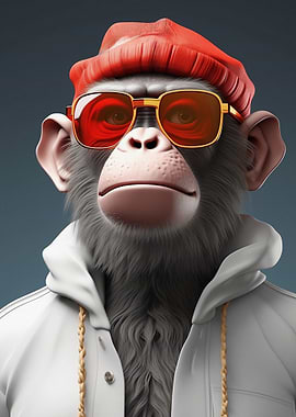 Cool Monkey Wearing Beanie and Sunglasses