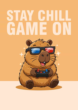 Capybara Gamer with 3D Glasses