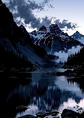 Serene Mountain Lake at Dusk