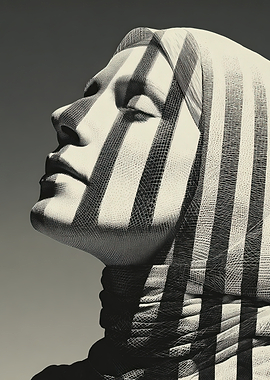 Striking Portrait with Striped Overlay