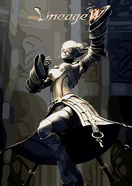 Lineage W Character with Torch Game Poster
