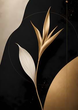 Abstract Golden Floral Art