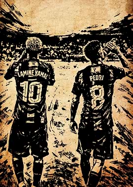 Football Players Lamine Yamal and Pedri