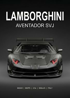 angry black Lamborghini Aventador SVJ poster