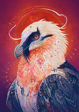 Bearded Vulture with Celestial Halo