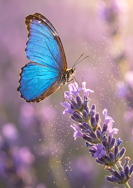 Blue butterfly on lavender