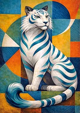Abstract White Tiger Painting
