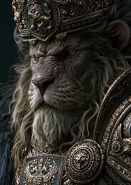 Regal Lion King in Ornate Armor