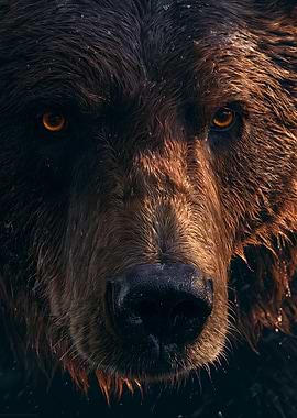 Close-up of a Grizzly Bear's Face