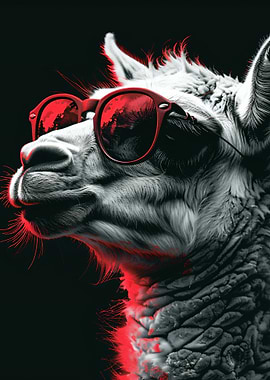 Cool Llama Wearing Red Sunglasses