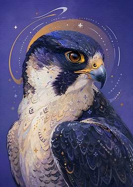 Celestial Peregrine Falcon Portrait