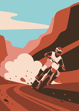 Motocross Rider in Desert Landscape