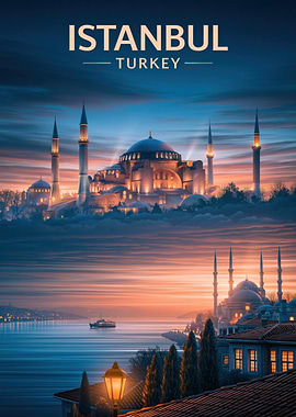 Istanbul Turkey Skyline at Sunset
