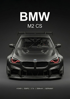 angry black bmw m2 g87 cs Race Car poster