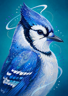 Ornate Blue Jay Portrait