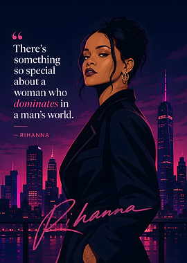 Rihanna quote with cityscape