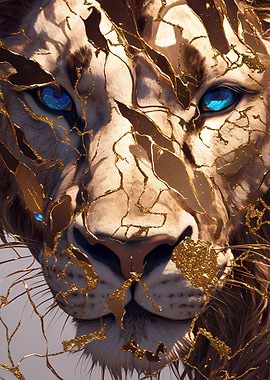 Golden Lion with Blue Eyes