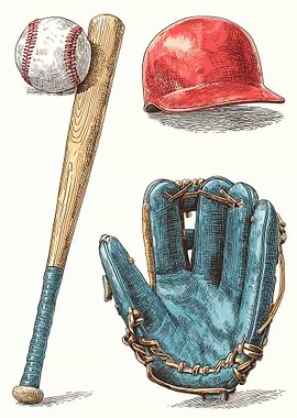 Baseball Equipment Illustration