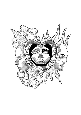 Sun and Moon Faces with Heart