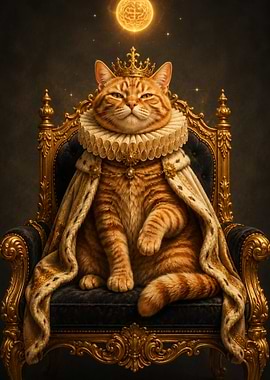 Regal Cat King on Throne
