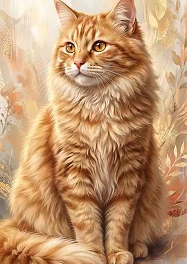Fluffy Orange Cat Portrait
