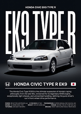 Honda Civic Type R EK9 Poster