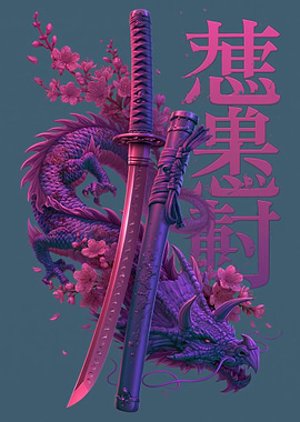 Dragon Katana and Cherry Blossoms