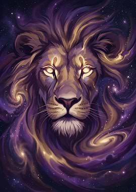 Majestic Lion of the Purple Nebula