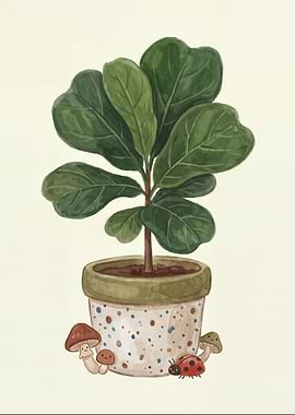 Potted Fiddle Leaf Fig Plant
