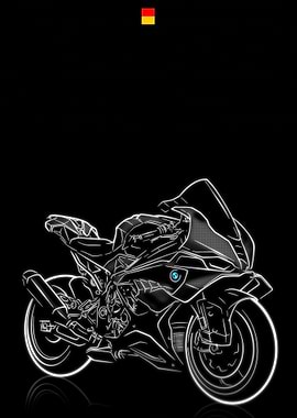 BMW Motorcycle Neon Outline